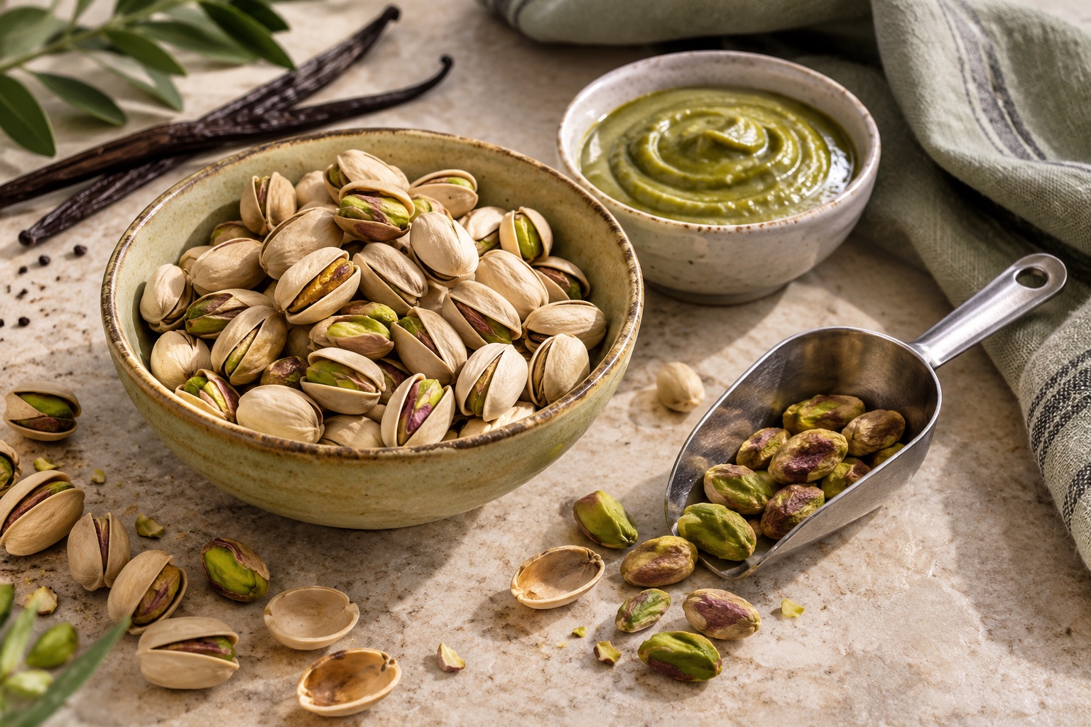 Pistachos y pasta de pistacho